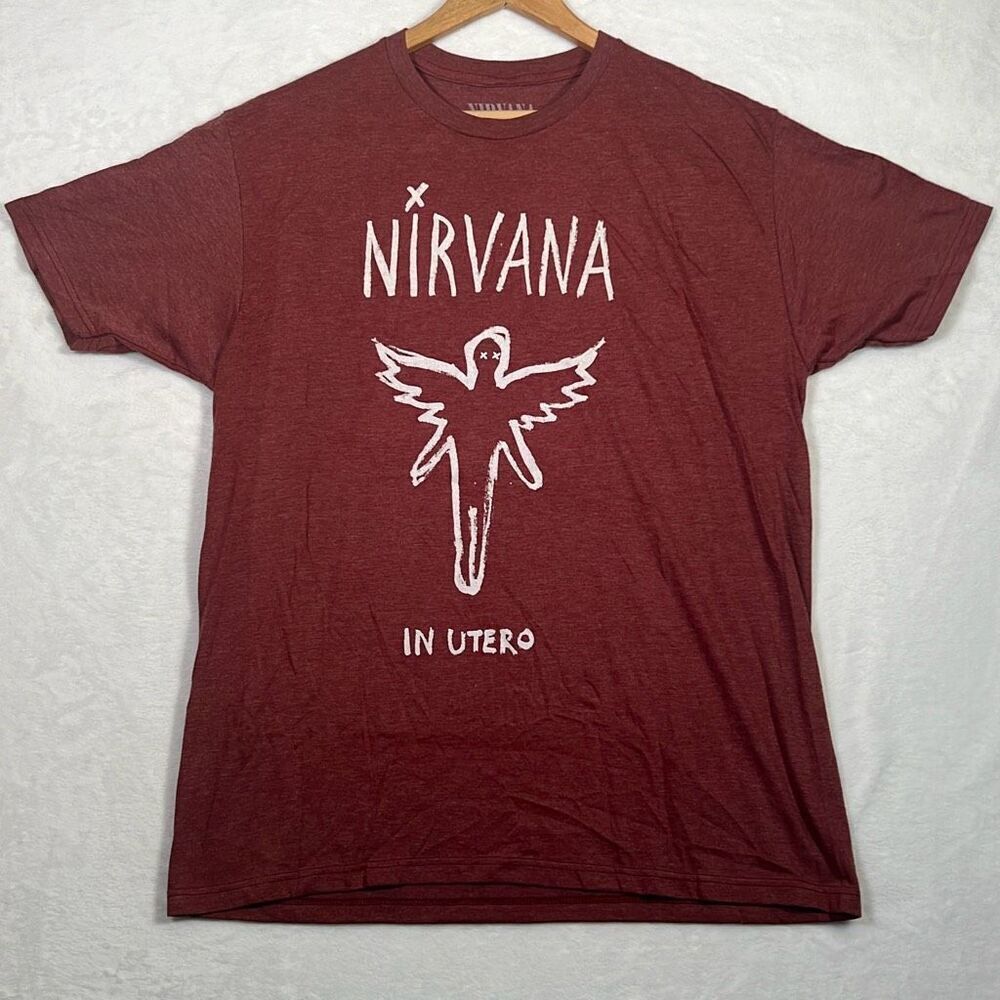Nirvana in Utero Brush live nation concert release heather burgundy Tshirt Men L
